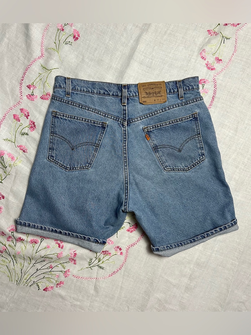 Levi’s 550 Orange Tab Denim Shorts Made USA W36 Vintage 90s